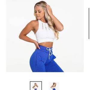 NVGTN WHITE RIPPED SPORTS BRA